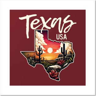 Texas USA Vintage Sunset Posters and Art